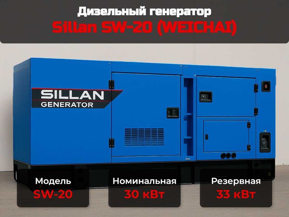 Дизельный генератор SILLAN 20 кВт — двигатель Weichai