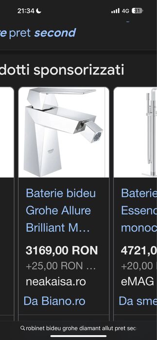 Baterie bideu Grohe Allure Diamant