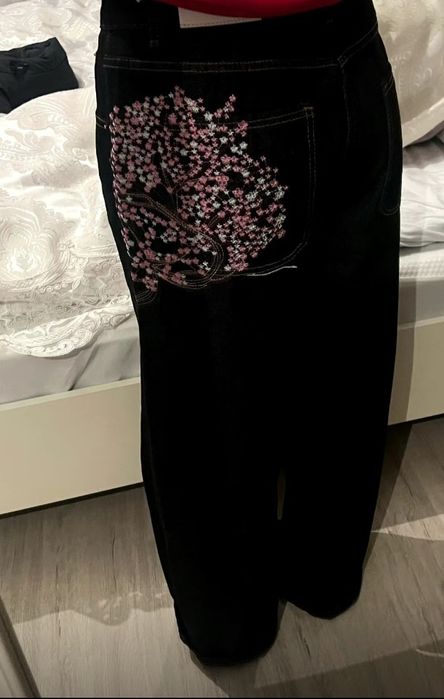 Джинсы с вышивкой Сакура (Unisex), размер L