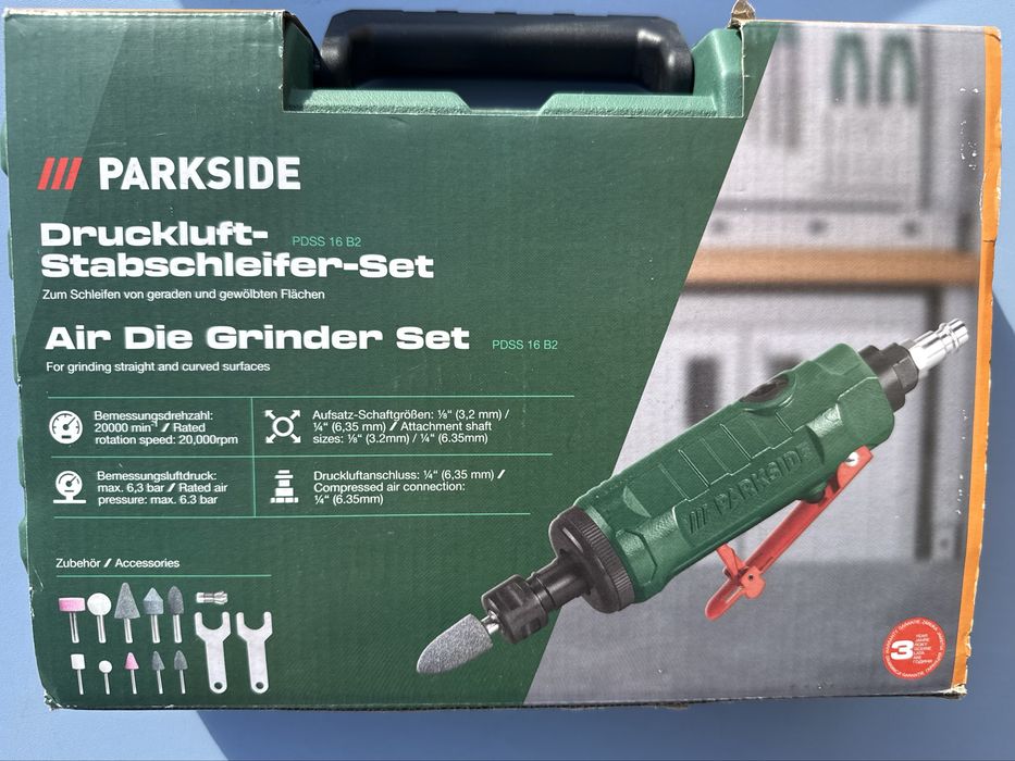 Set polizor axial pneumatic Parkside