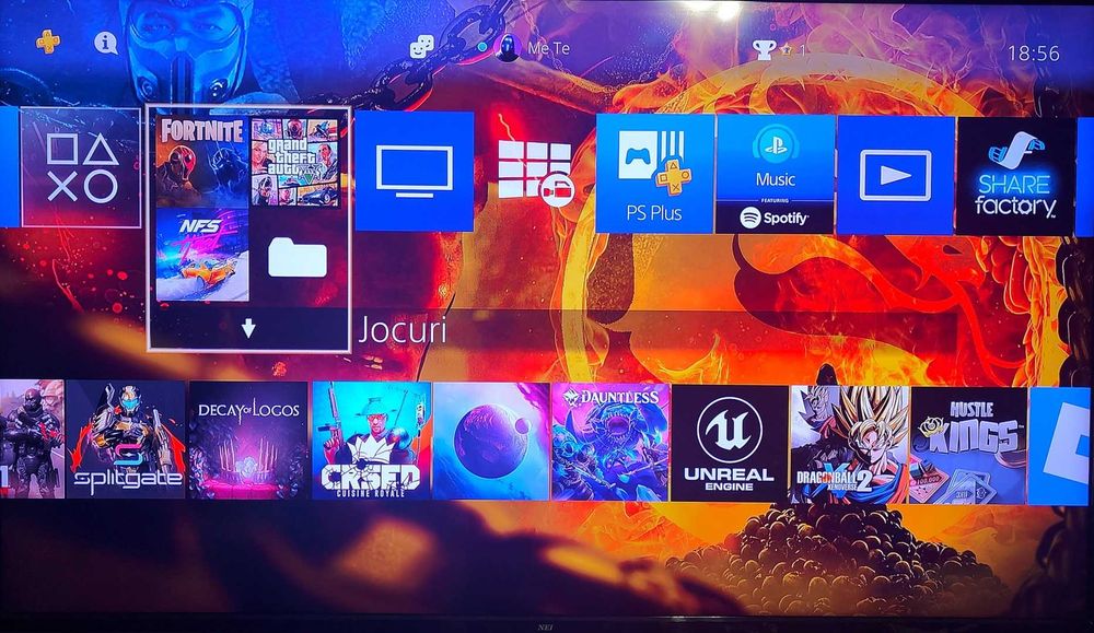 50 jocuri+PS4 PRO 1TB, 1 Manetă, Fortnite, GTA V, Mortal Kombat 11, NFS Heat