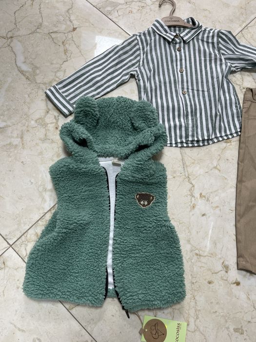 Комплект за момче подарък пухкав елек