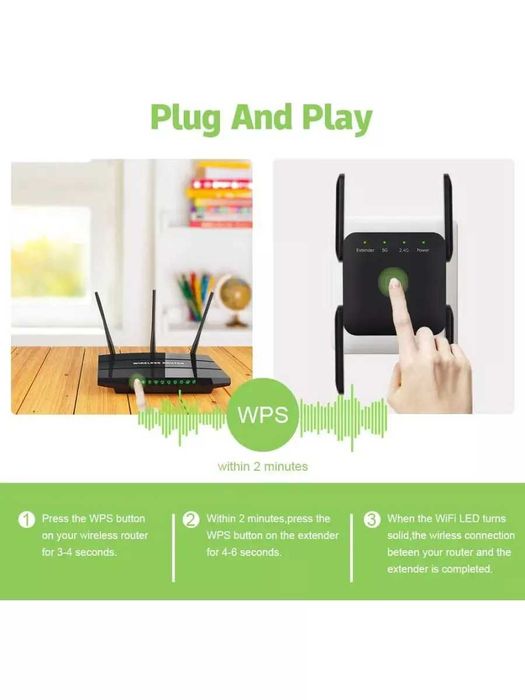 Усилитель wi-fi, два диапазона 2.4/5 ГГц,300мб,5G