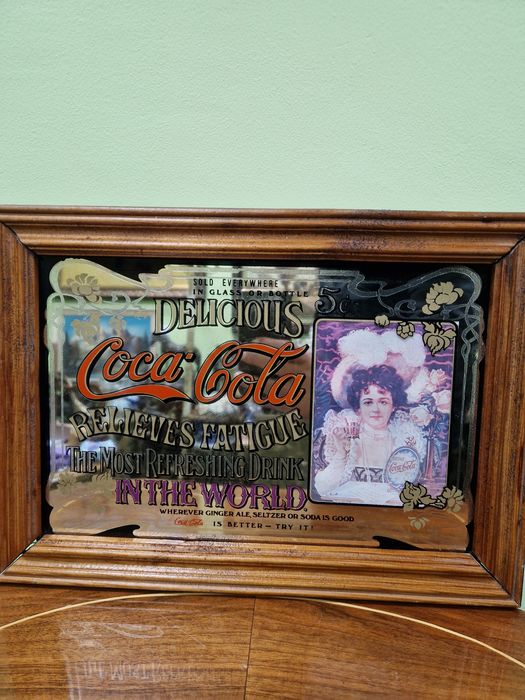 Уникално рядко антикварно рекламно огледало Coca Cola