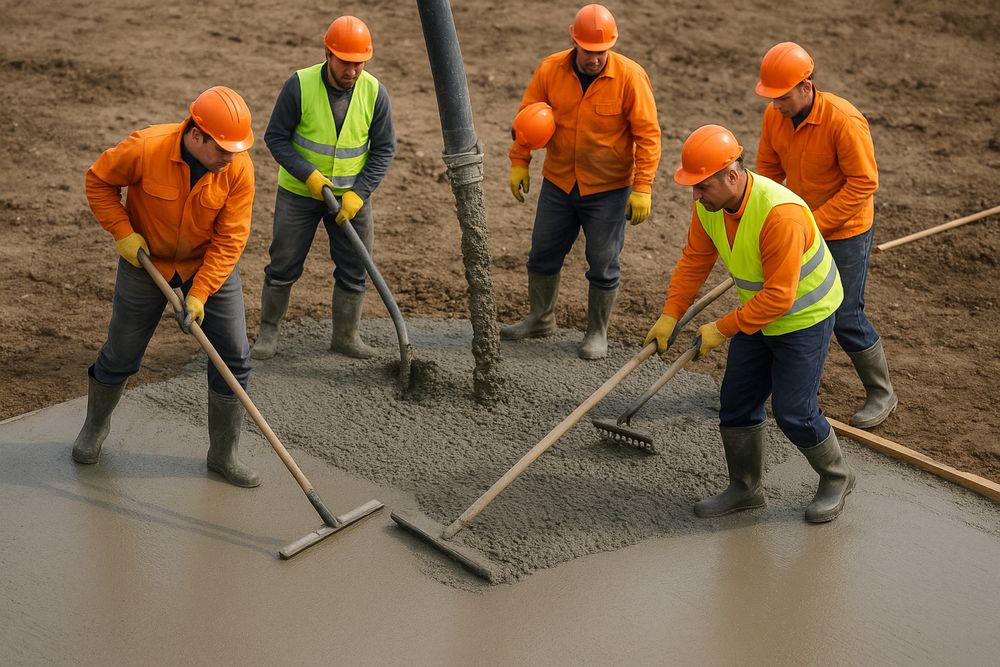 Заливка стяжка бетона