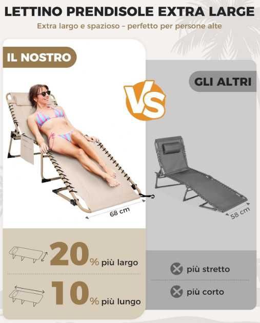 Сгъваем шезлонг KingCamp, голям подплатен градински