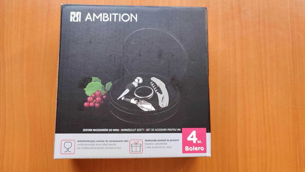 Set 4 accesorii pentru vin, Ambition Bolero, in cutie