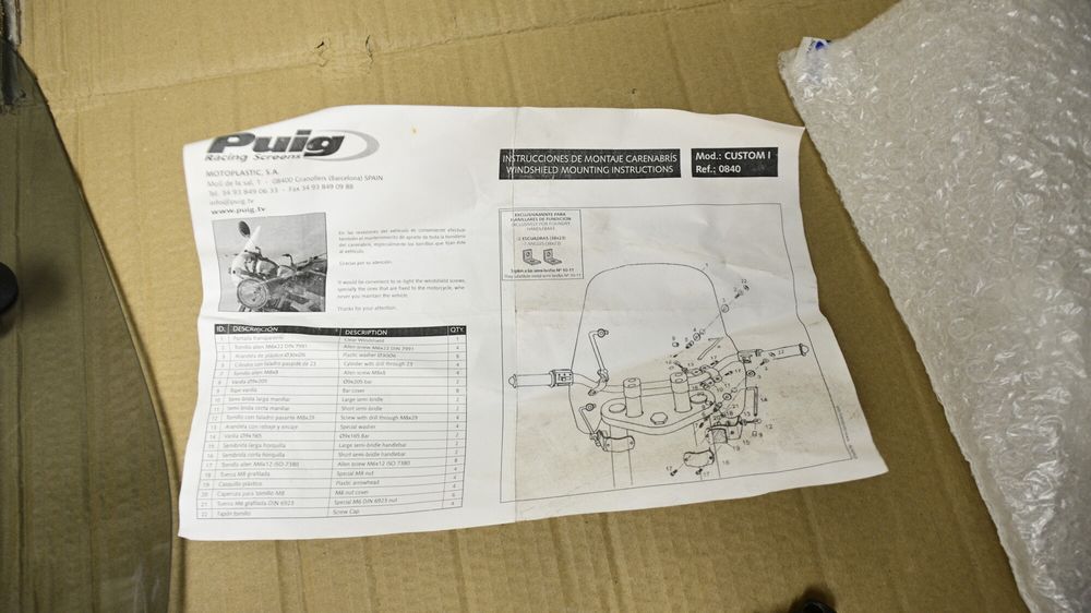 Parbriz Naked Puig 0840 Custom Universal Touring Prindere Ghidon