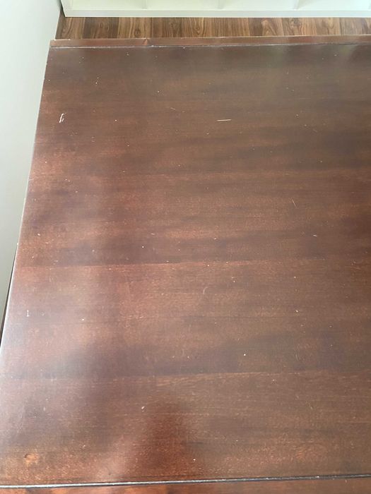 Birou din lemn masiv, maro inchis + comoda