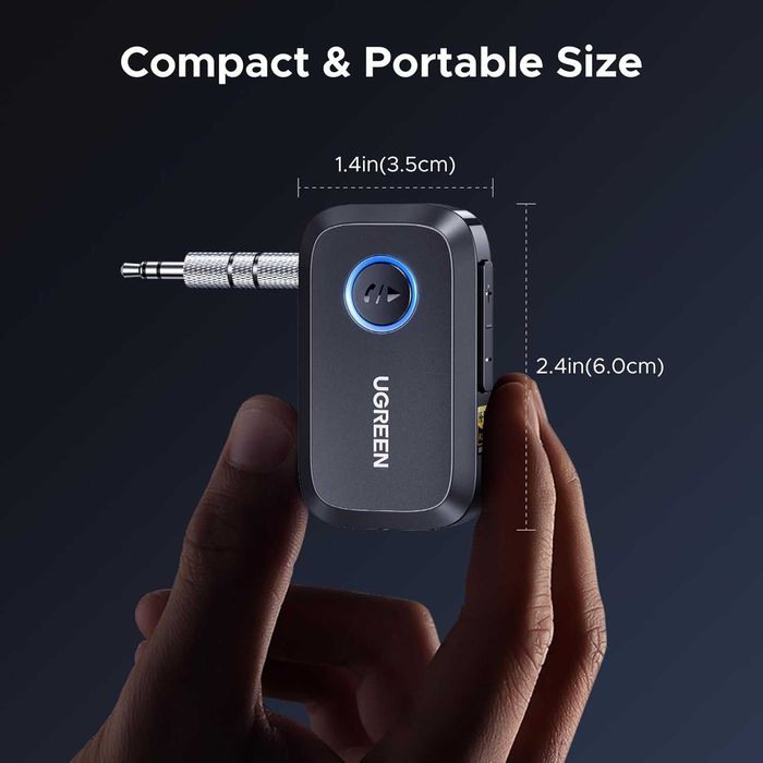 UGREEN BT509 автомобилен Bluetooth v6.0 LDAC приемник с 3.5mm AUX свързване