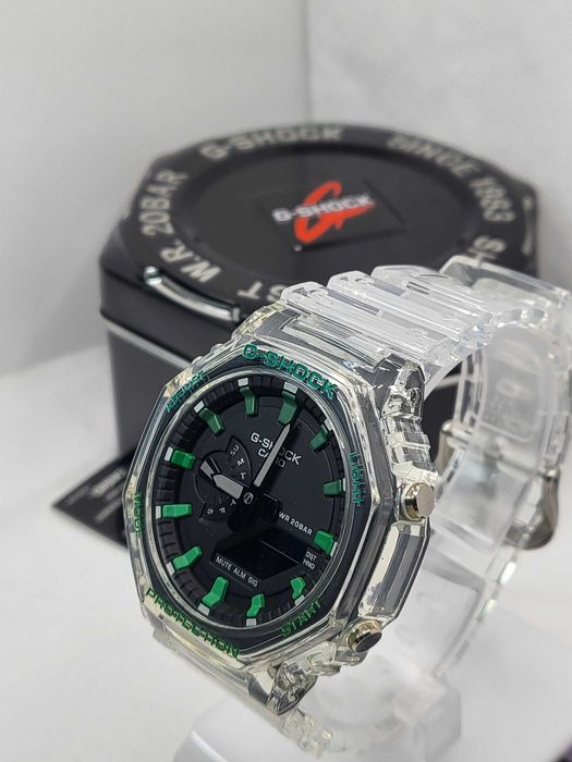 Ceas Sport Casio g shock ga 2100 Jellyfish , Transparent verde , Nou,Garantie 2 ani