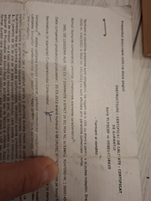 Inel, aur alb, 18k (poza cu factura/garantia), diamante(nu zirconiu)