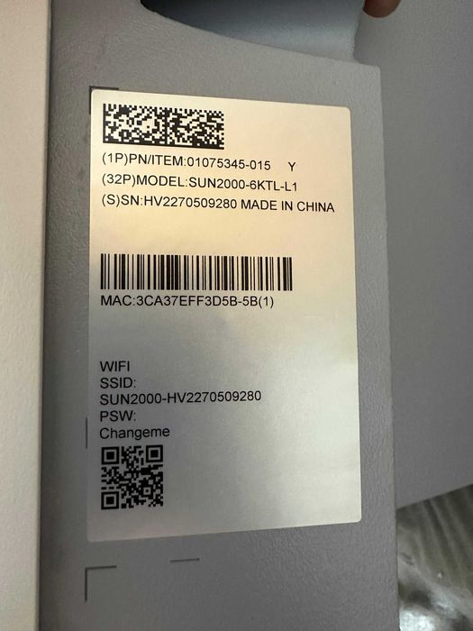 Invertor Huawei SUN2000-6KTL-L1 – 6 kW - folosit garanție până în 2033