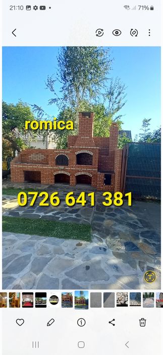 Gratar rustic de cărămidă plita țărănească cuptor de pâine afumături masă de lucru