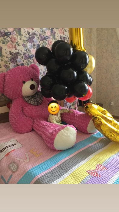 Мишка в розовом цвете