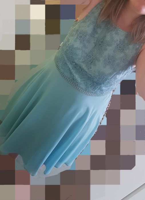 Rochie scurta/MIDI albastru/turcoaz