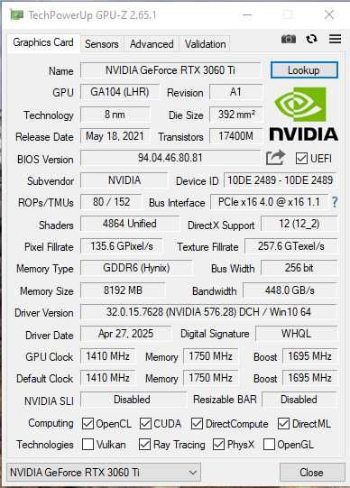 Видеокарта RTX 3060 Ti