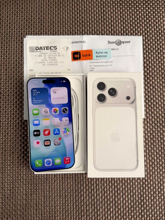 24М ГАРАНЦИЯ! iPhone 17 Pro Лизинг от 40€/мес Silver 256GB сив / бял