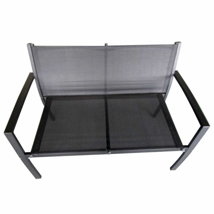 Set doua fotolii + canapea + masuta din sticla securizata, negru