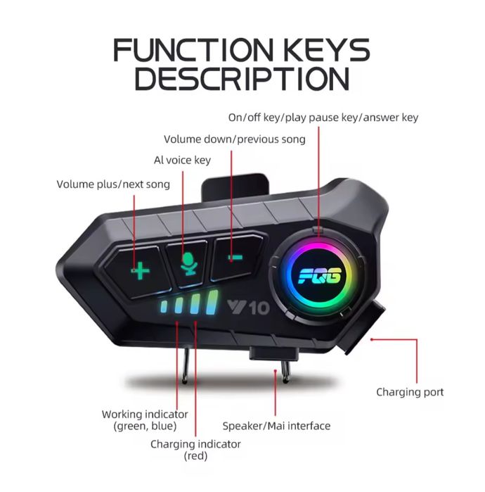 Intercom Moto YP10 – Bluetooth 5.3, Voice Assistant