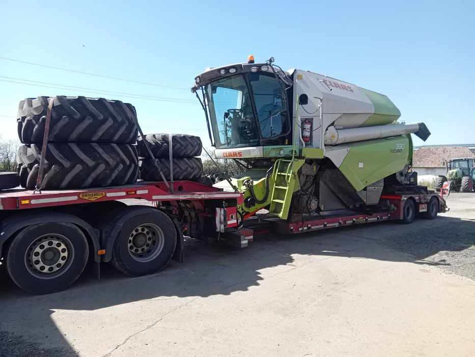 Transport combine agricole – platformă joasă, lowbed, gondola