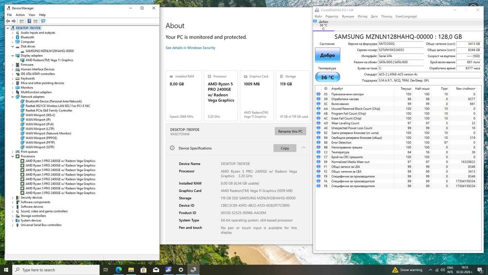 Lenovo ThinkCentre M715q Tiny Desktop AMD Ryzen 5 PRO 2400GE/128GB/8GB