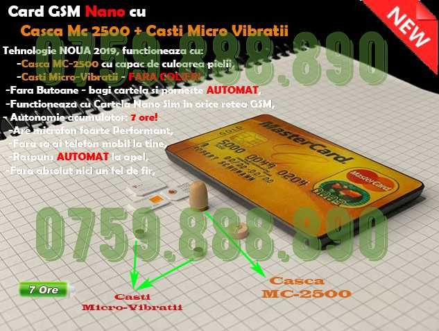 Card GSM cu micro Casca Mc3500 8xCasti Microvibratii BONUS 3xBaterii 3