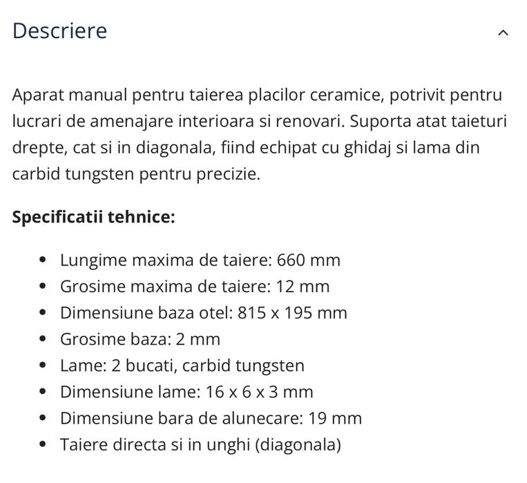 Vând TOTAL - aparat debitare gresie și faianță -660MM