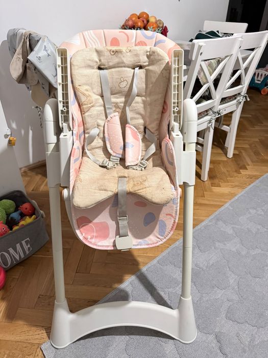 Scaun de masă bebe SmartVibe, reglabil, pliabil, roz
