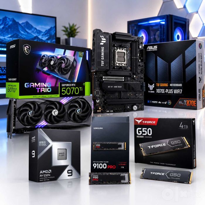 ASUS X870E 9950X3D2 9100 PRO 1TB T-Force G50 4TB MSI GeForce 5070 Ti