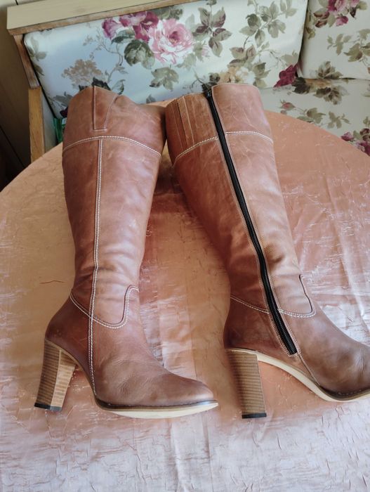 Дамски ботуши SIMPLY естествена кожа за дама с широк прасец 42 номер