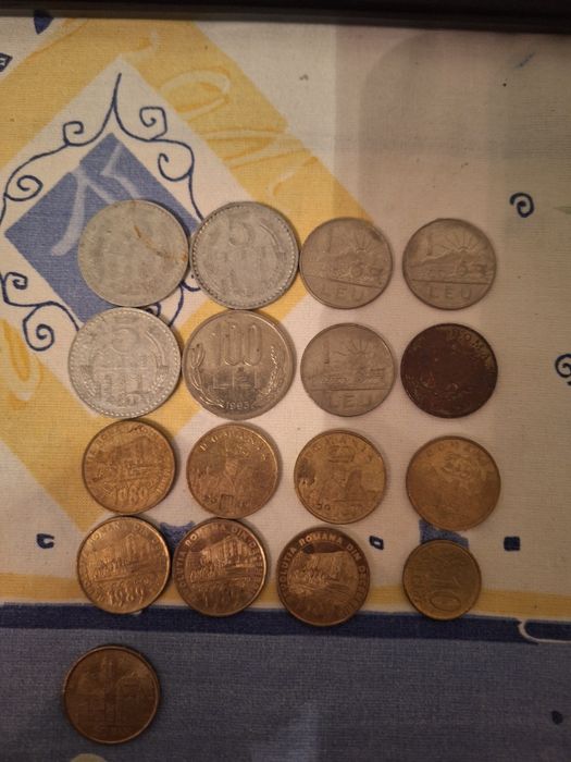 Vând lot monede România – RSR, argint 2 lei 1924, 50 bani 2019