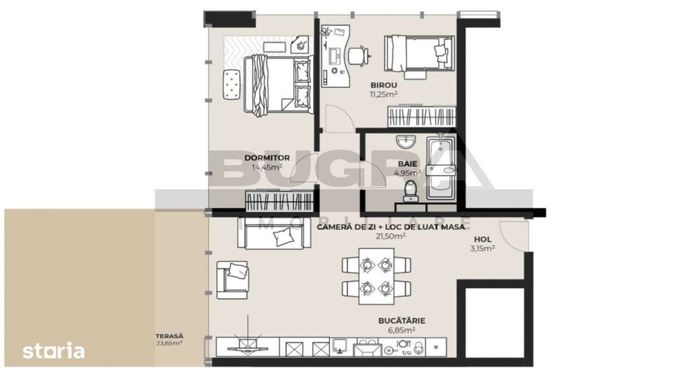 Apartament 3 camere, 62 mp, terasa 24 mp, zona autogara