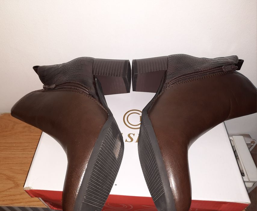 Botine dama Kames,  cafeniu, piele eco