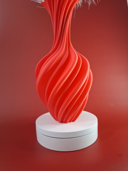 Vază decorativă modernă – design spirală – print 3D – culoare roșu