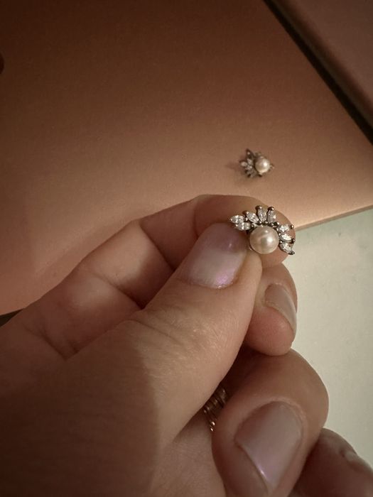 Cercei argint cu perla si zirconii albe