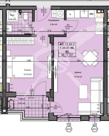 Двустаен апартамент Кършияка 629-20463