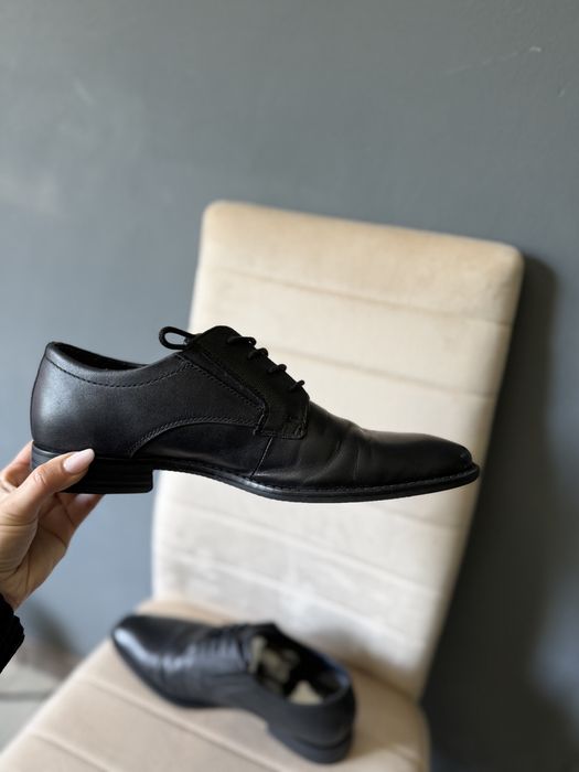 Pantofi bărbați Bugatti negri cu șiret din piele naturală