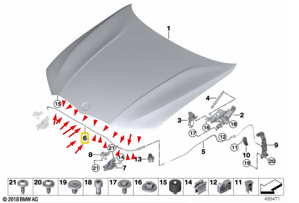 Жило За Отваряне На Преден Капак Bmw, 3 G20 G21