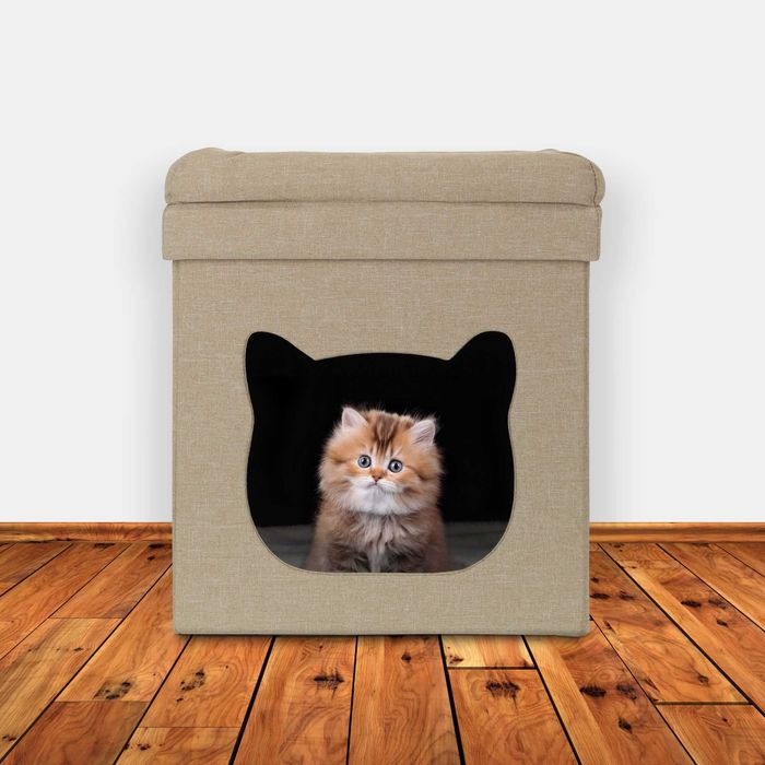 Taburet pliabil cu culcus pentru pisici 2 locuri de dormit perna capac