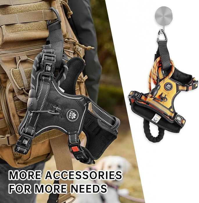 Нагръдник за куче No-Pull,оранжев, с комплект аксесоари за кола, M