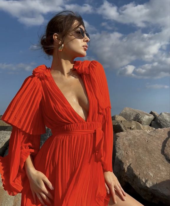 Rochie vaporoasă cu pliuri