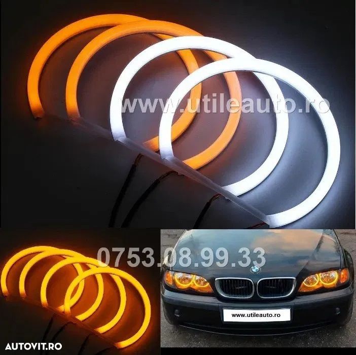 Kit Angel Eyes Cotton DRL Bmw E46 Far Fara Lupa / Far Cu Lupa NOI