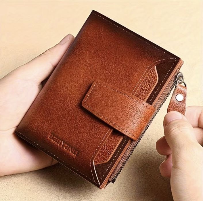 Мъжки удобни кожени портфейли с две лица /Защитени, стилни и елегантни