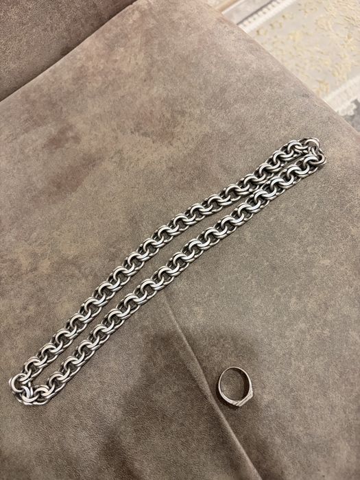 Серебряная цепь + печатка