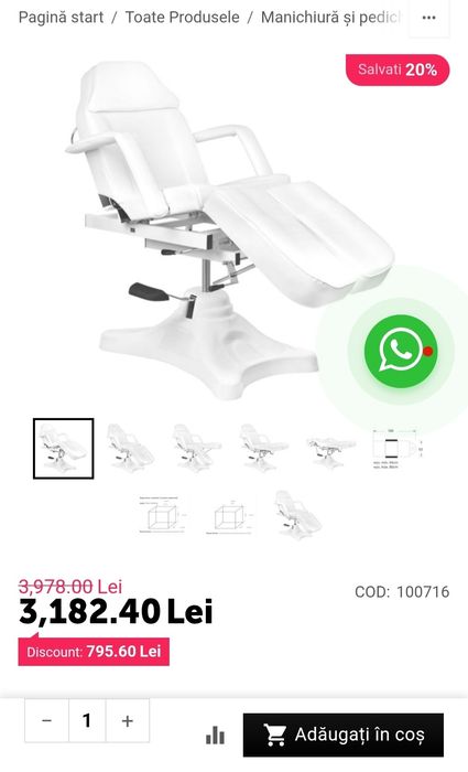 Scaun Pedichiura si Pat Cosmetica Hidraulic