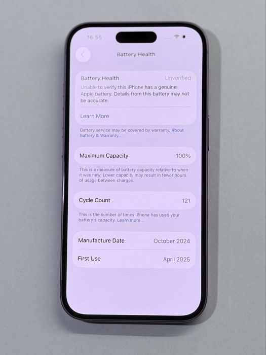 iPhone 16 Pink 100% battery