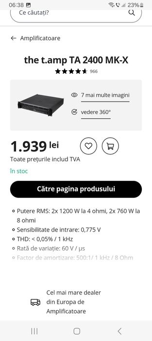 Stație audio Tamp2400 în stare de funcționare la nr de tel 0799 319 680 nu fac schimburi în sec 2 București