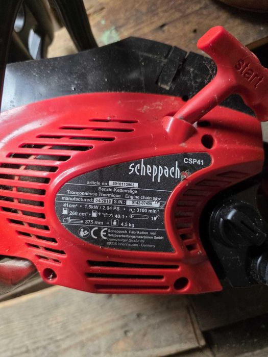 Drujba cu motor in doi timpi CSP41 Scheppach 5910113906, 1.9 Cp, 41 cc