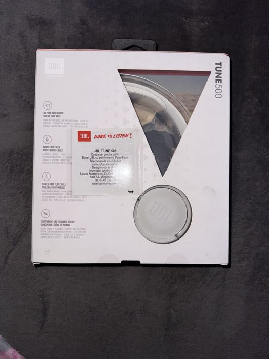 Casti Audio On Ear JBL Tune 500, Cu fir, Alb